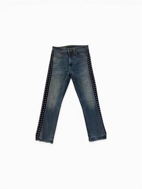 VERONICA BEARD 'Ines' Girlfriend Rhinestone-Side Crop Jeans, Faded Blue - 26